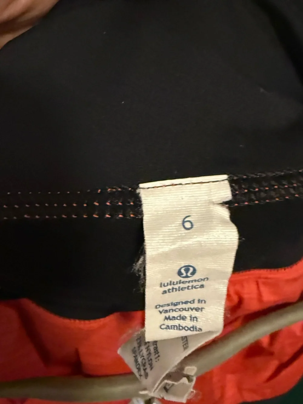 Lululemon Speed Squad Running Skirt with shorts black and red stripe 6